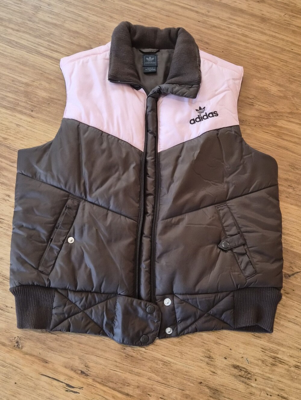 Vintage Y2K Adidas Pink & Brown Puffer Vest